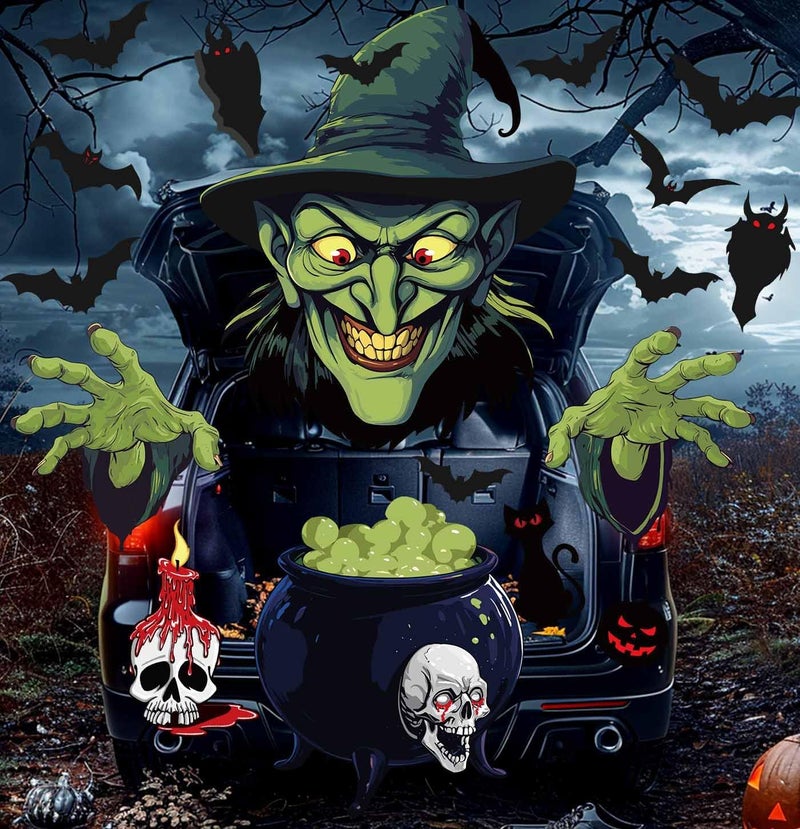 HEIPINIUYE Halloween Witch Trunk or Treat Car Decorations Kit Halloween Trunk or Treat Decorations for SUV Car Garage Door Entryway Archway Witch Party Decorations - Image 4